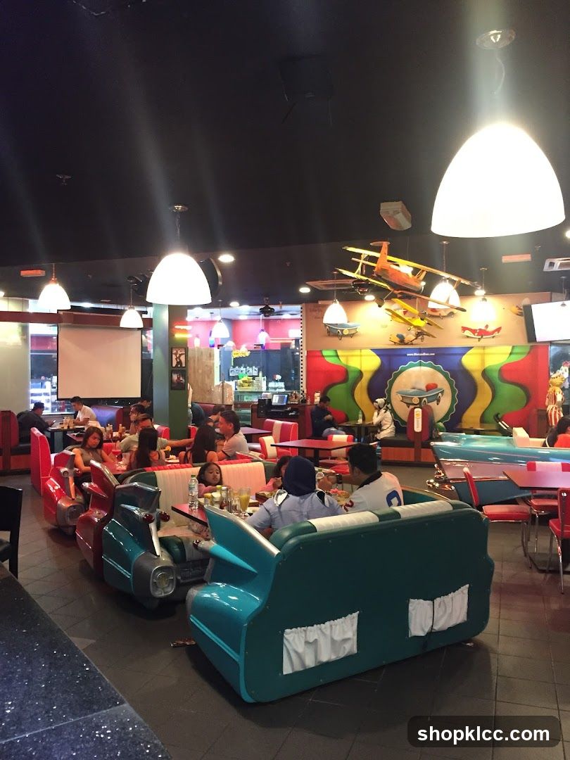 Diners in a retro-themed restaurant