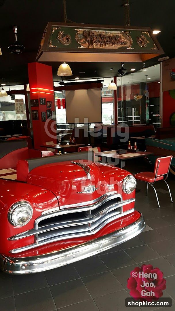 Diner Interior with Vintage Car