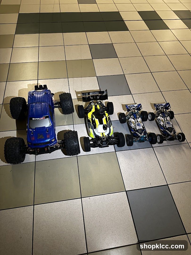 RC Cars on Tile Floor