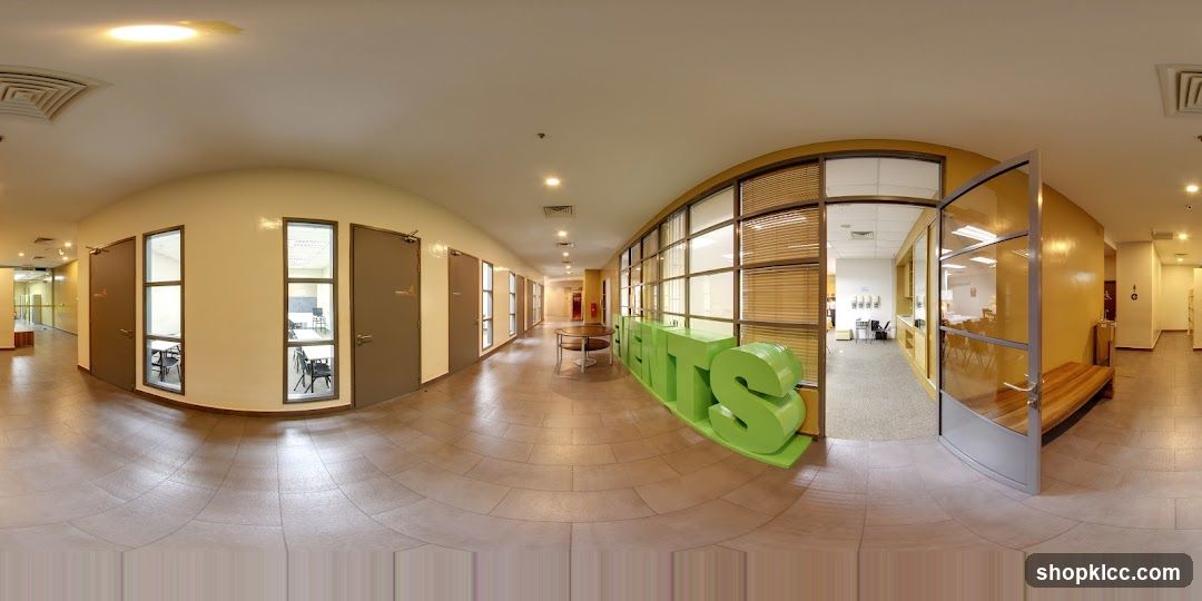Interior Hallway with Green Signage