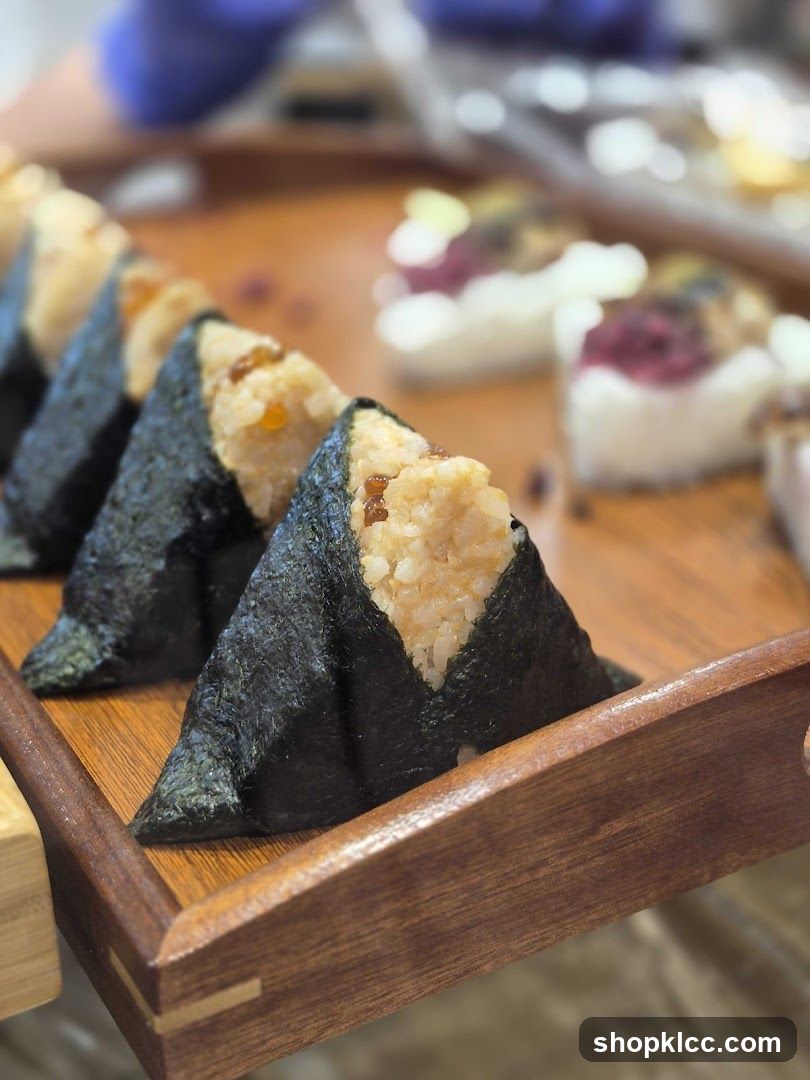 Onigiri on a Wooden Tray