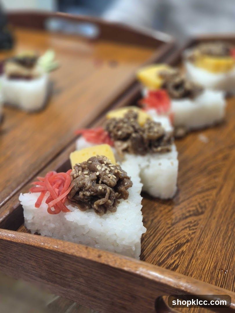 Sushi on a wooden tray