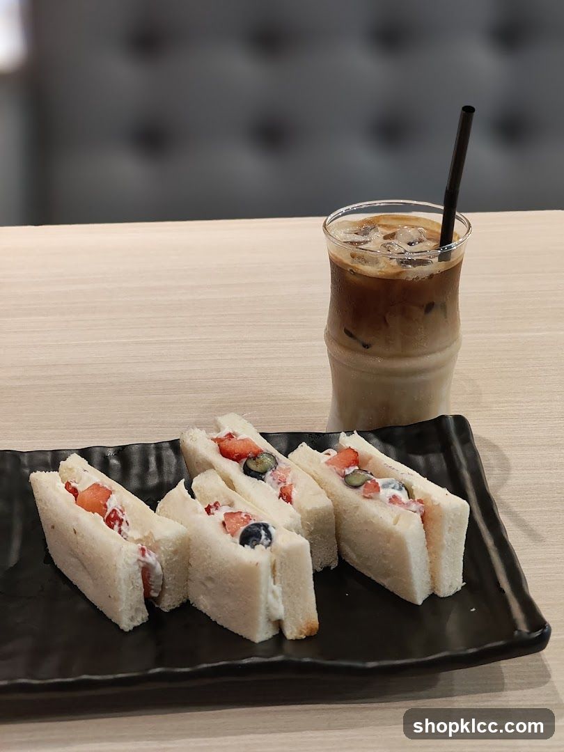 Fruit Sandwiches and Iced Coffee