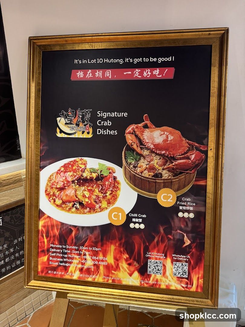 Signature Crab Dishes Menu