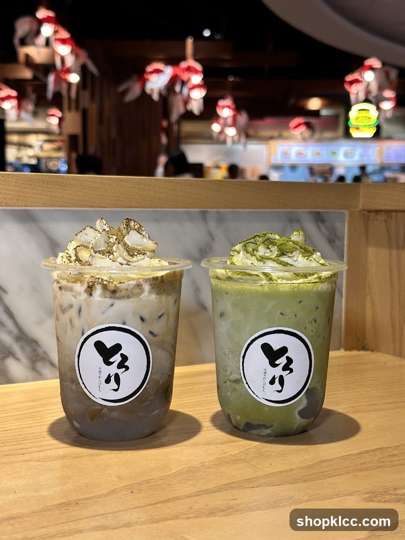 Matcha and Coffee Drinks with Toppings