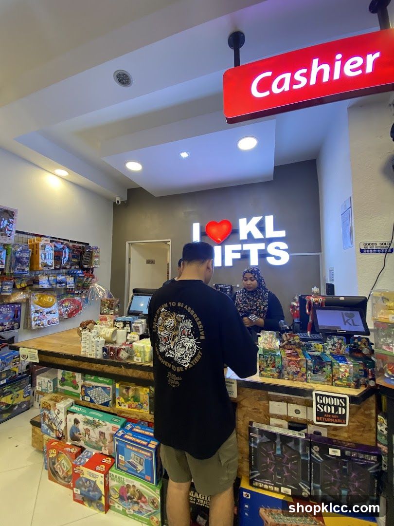Gift Shop Interior with Cashier Counter