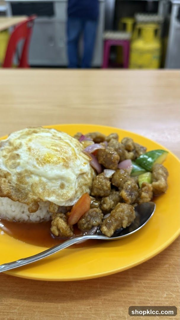 Plate of Fried Rice with Meat and Egg