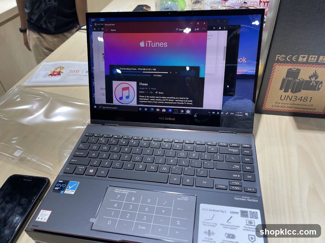 ASUS ZenBook laptop display in store