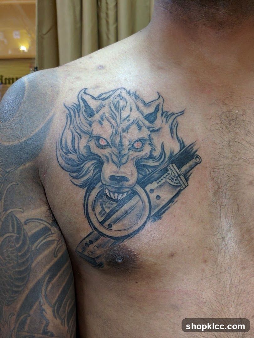 Wolf and Dagger Tattoo