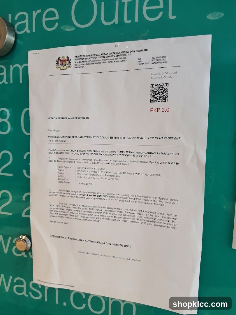 Official Letter from Malaysian Ministry of Trade and Industry