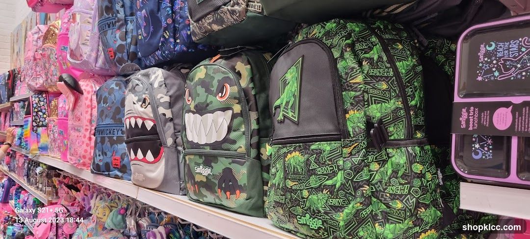 Backpacks and Lunchboxes on Store Shelf