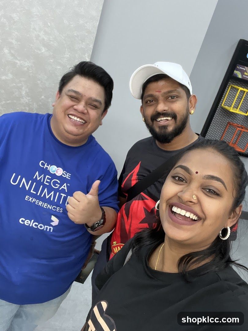 Group selfie with branded shirt