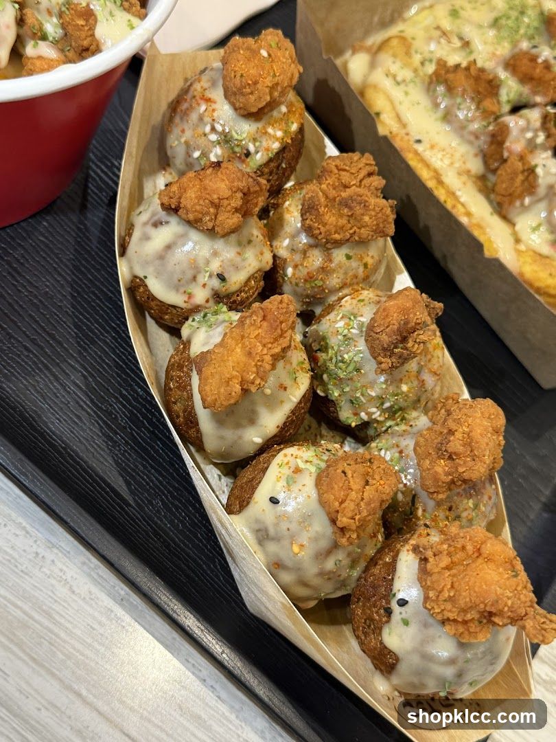 Fried Chicken Snacks with Cheese Sauce