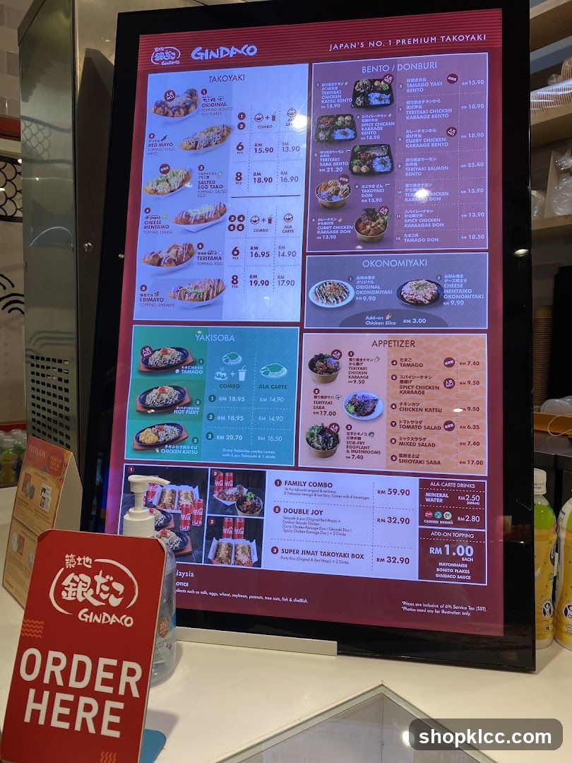 GINDAKO Menu Board