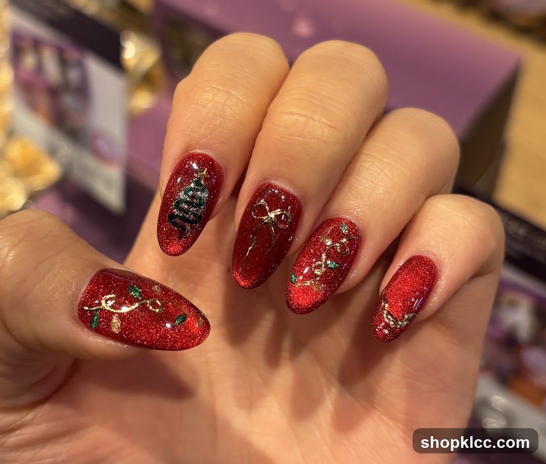 Christmas-themed manicure display
