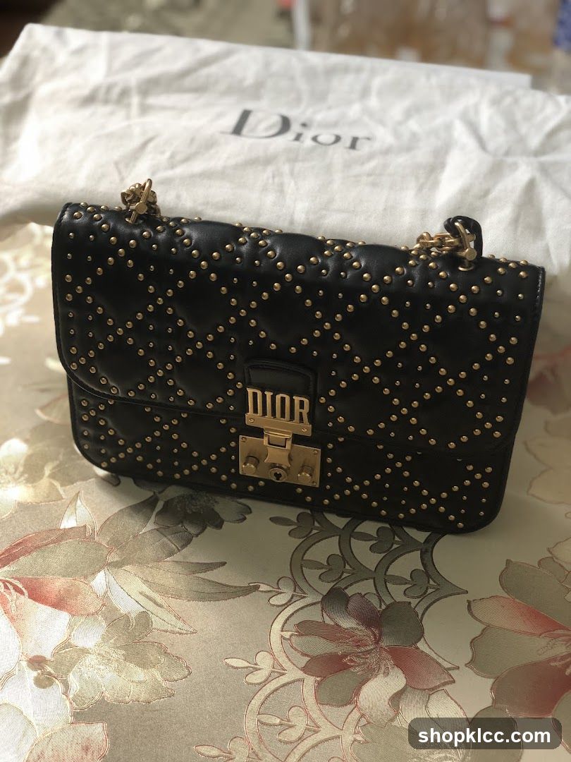 Dior Studded Bag on Floral Tablecloth