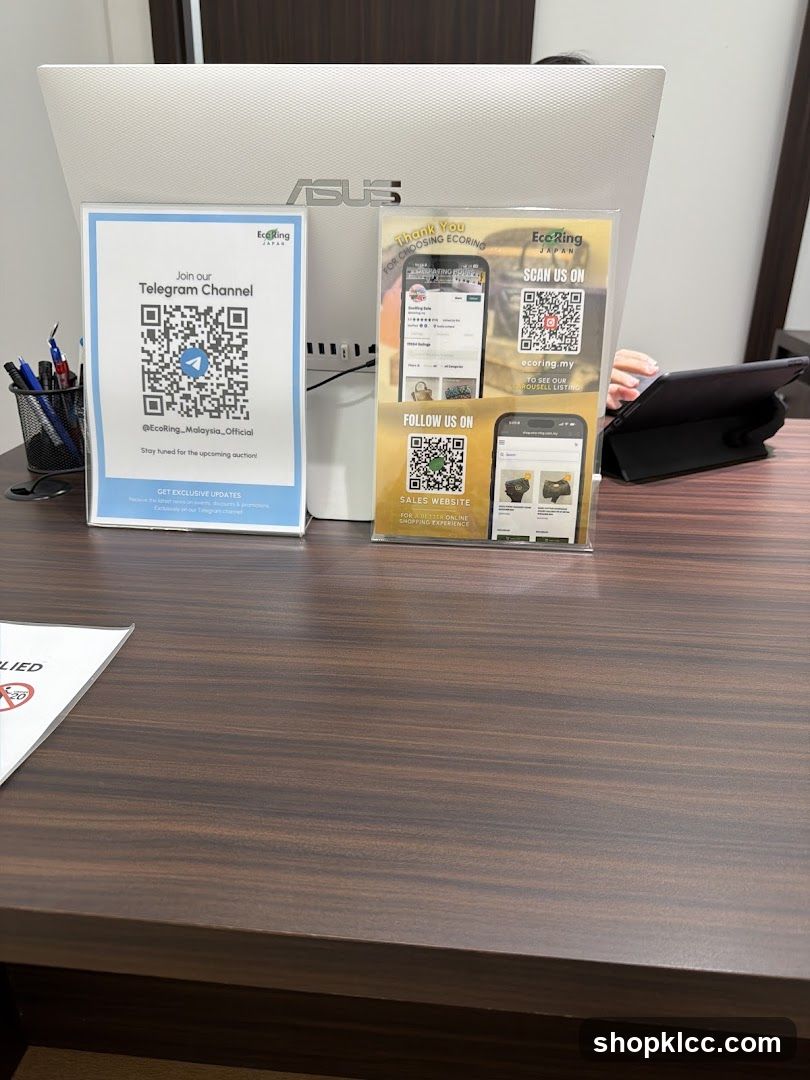 Desk with promotional materials