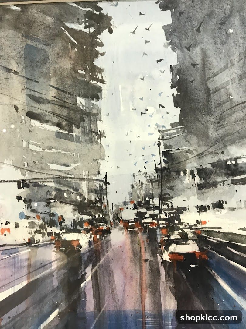 City Street Scene with Birds