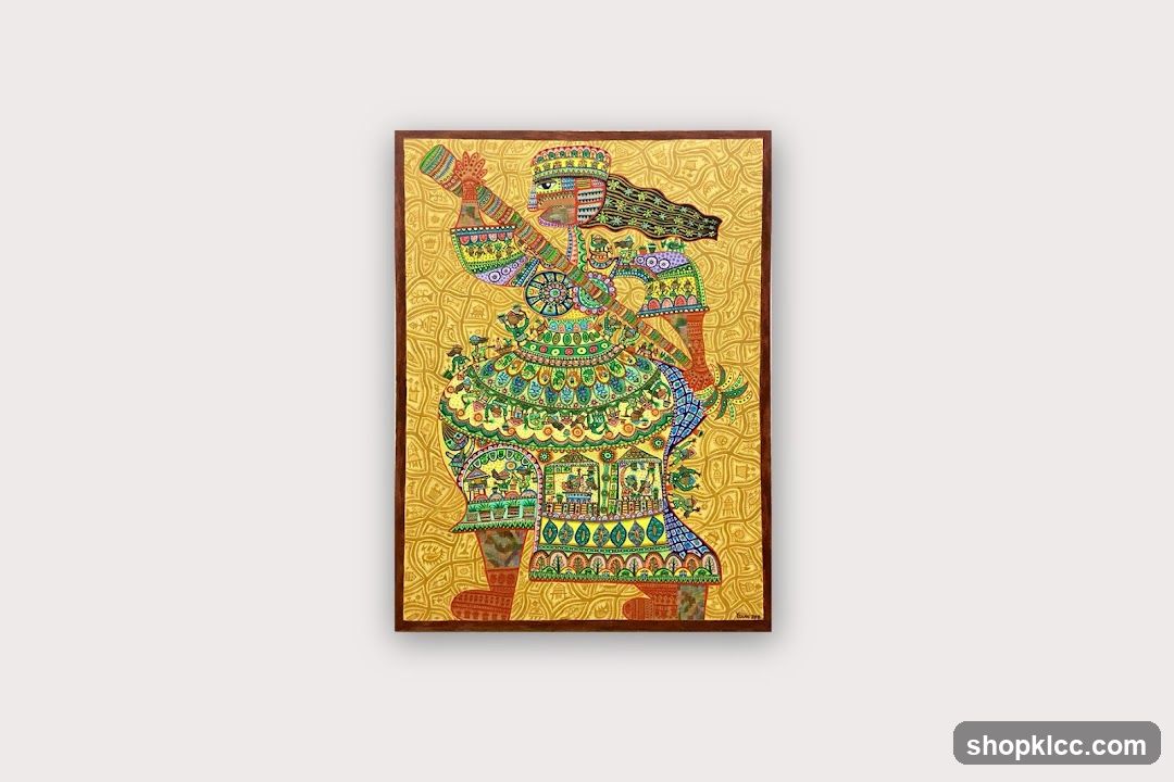 Painting of a figure with intricate details