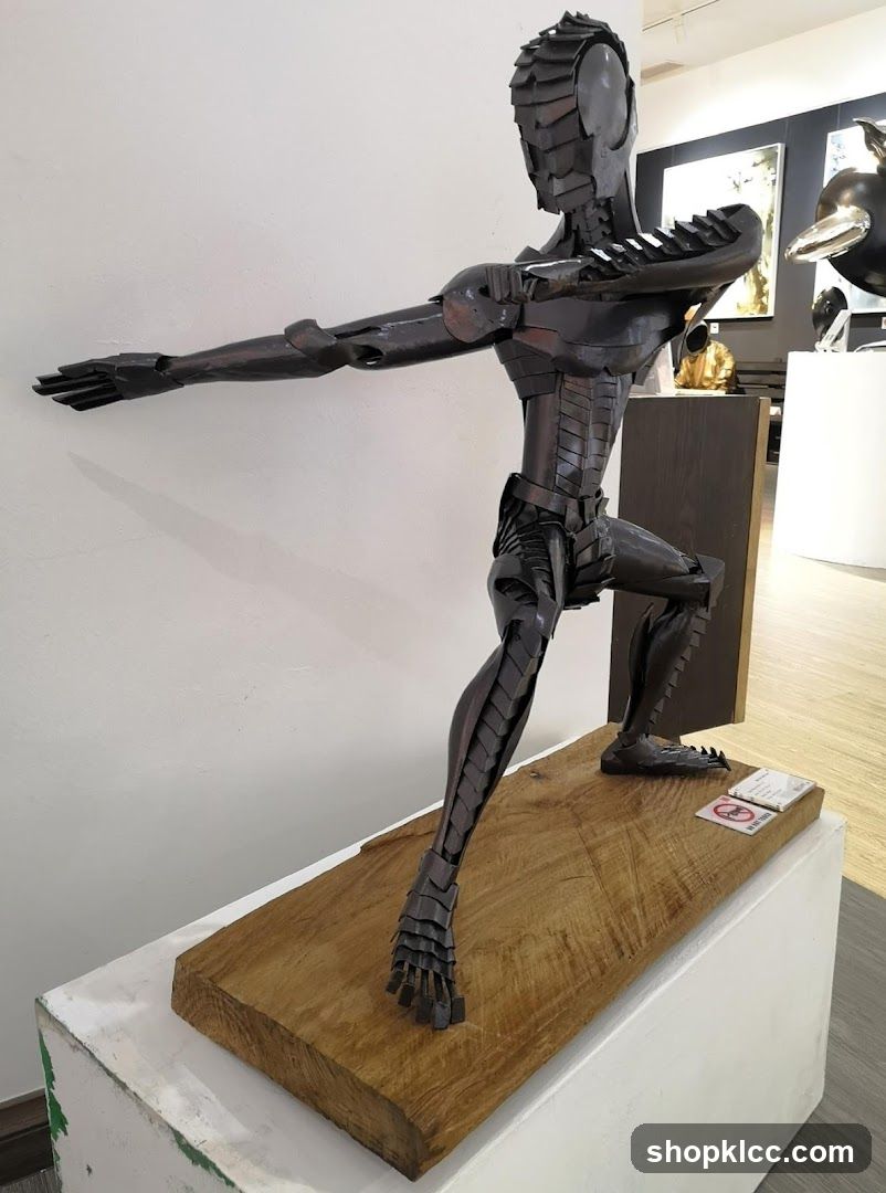 Sculpture of a metallic figure