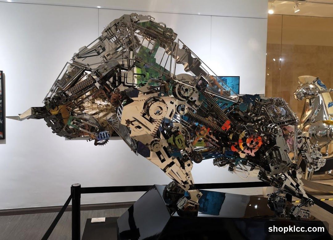 Sculpture of a mechanical bull