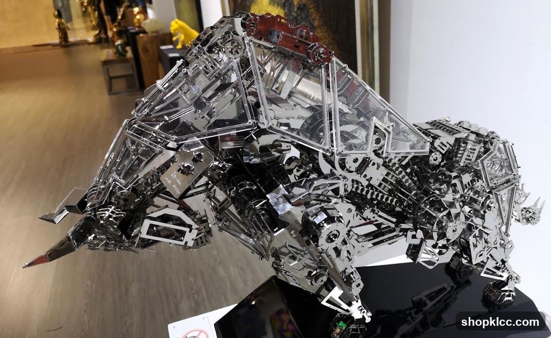 Metal Sculpture of a Bull
