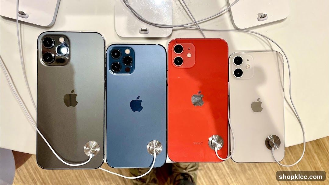 Four iPhones on Display