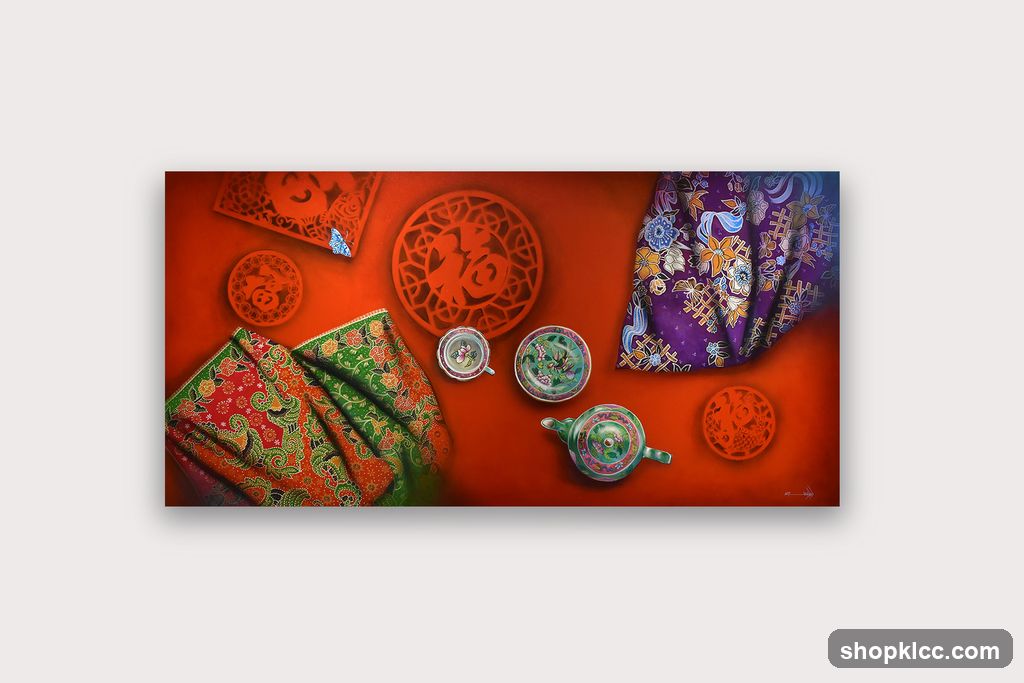 Still Life with Teaware and Textiles