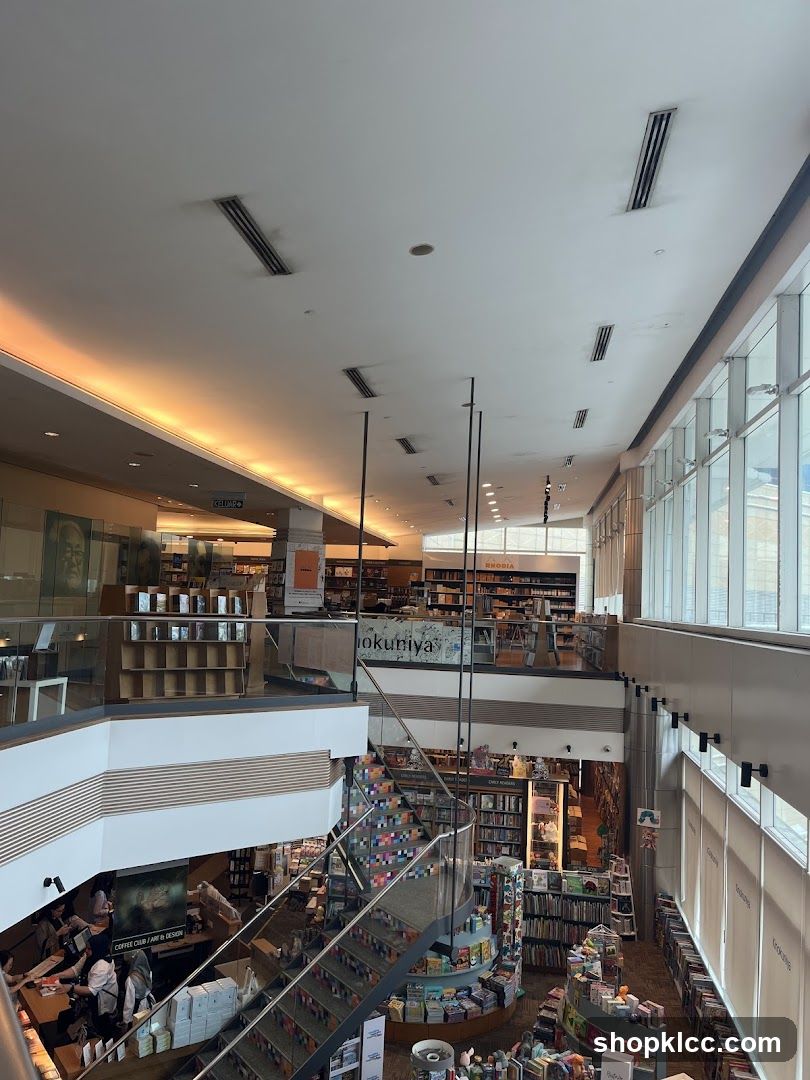 Multi-level bookstore interior