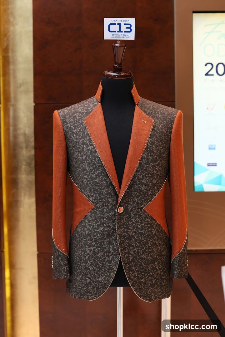 Mannequin wearing a patterned jacket