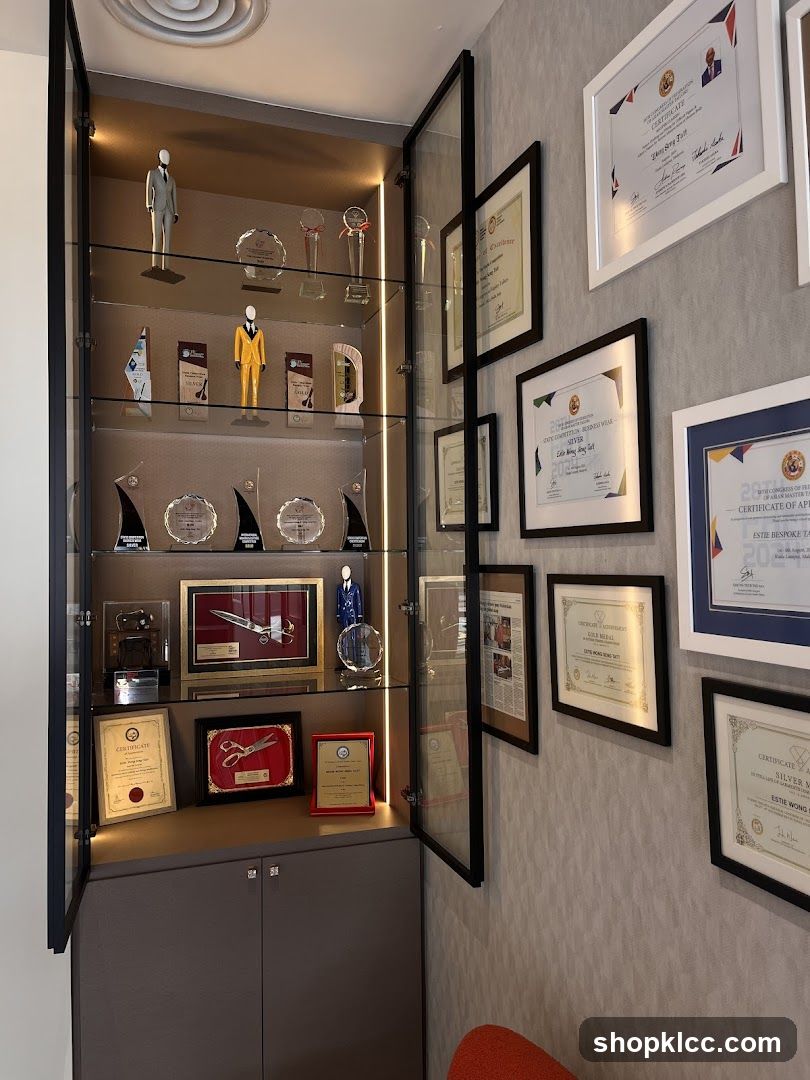 Display Cabinet with Awards and Certificates