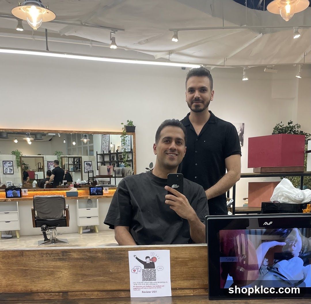 Two men in a salon