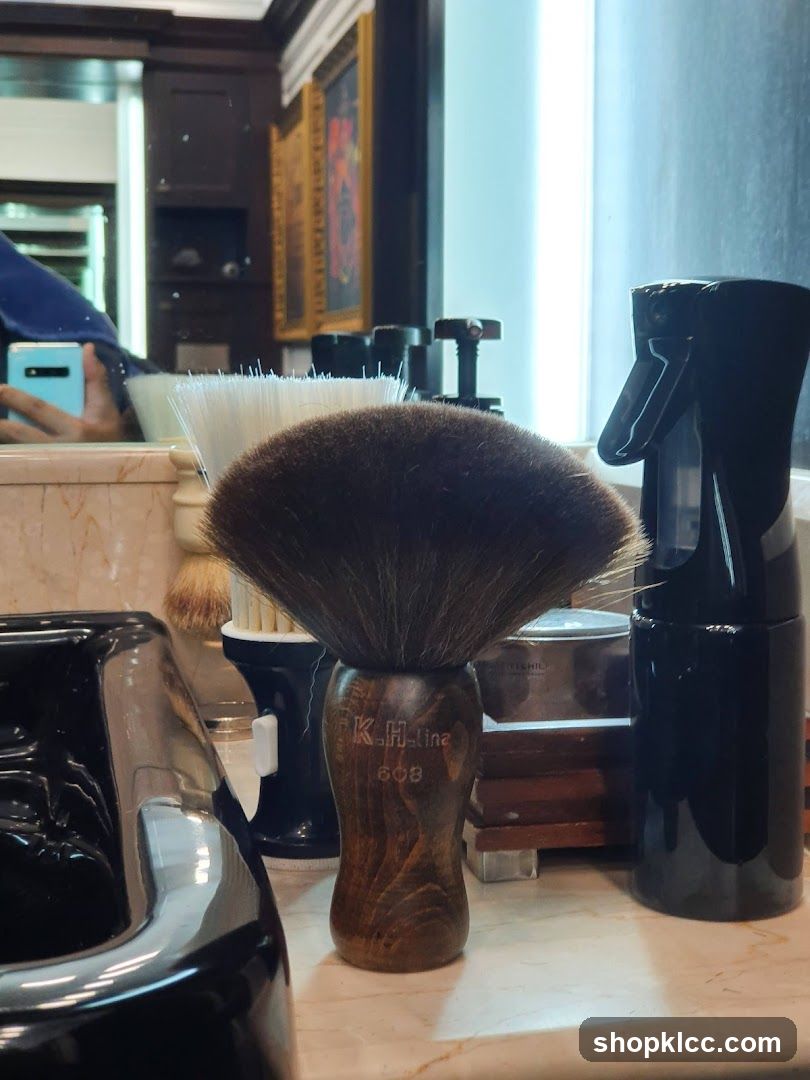 Shaving brush and spray bottle