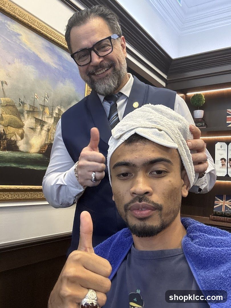 Barber and Client Giving Thumbs Up