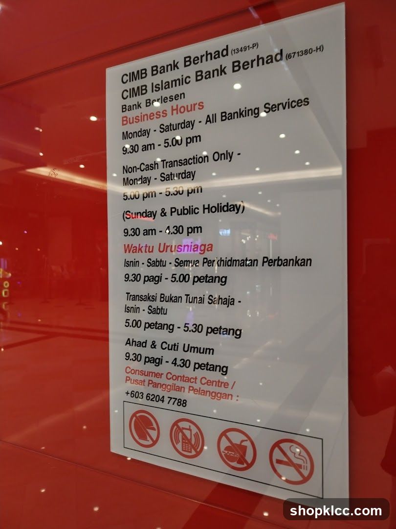 CIMB Bank Business Hours Sign