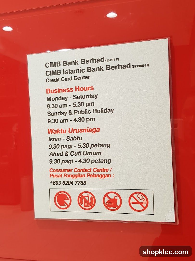 CIMB Bank Business Hours Sign