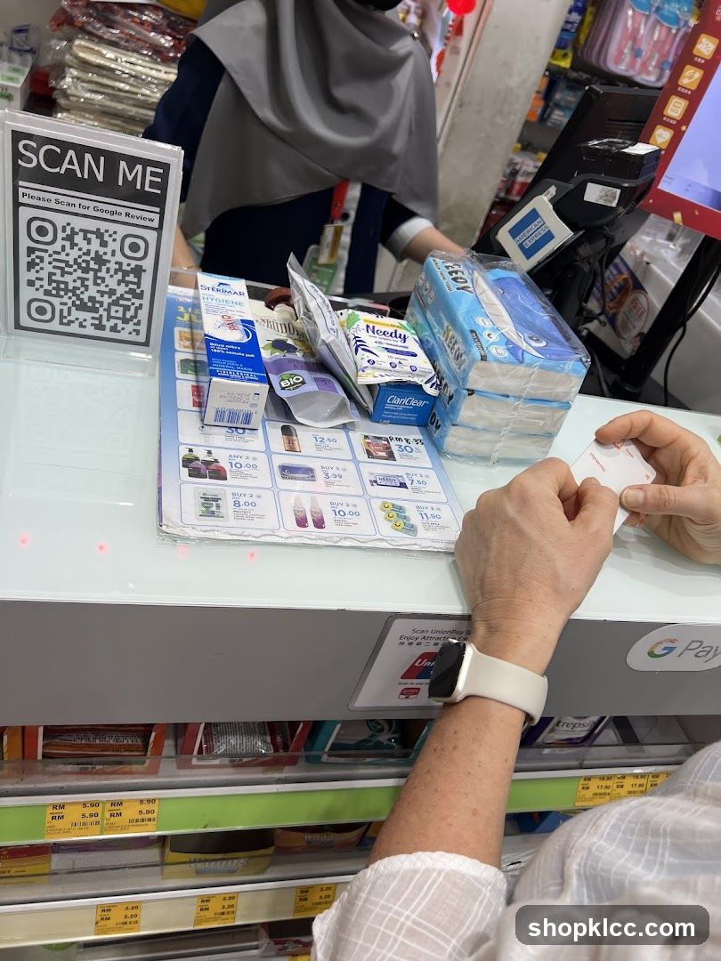 Checkout Counter with Products and Payment Options