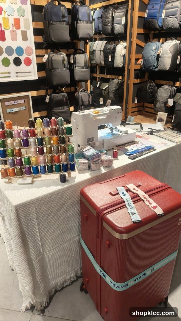 Display of Travel Accessories and Sewing Supplies