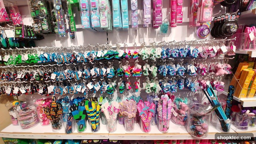 Assortment of colorful keychains and accessories