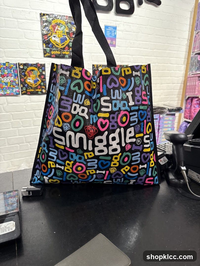 Smiggle tote bag with colorful letters
