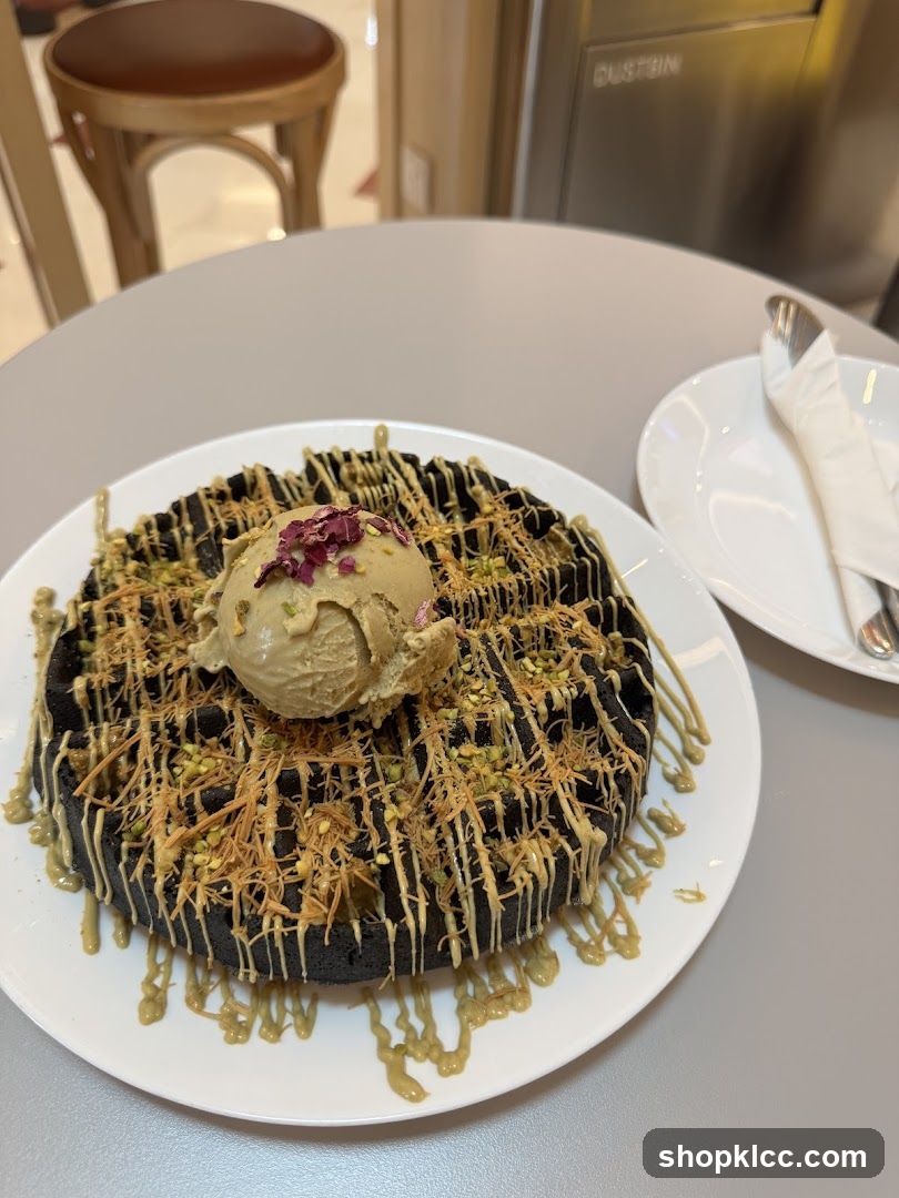 Dark Waffle with Ice Cream