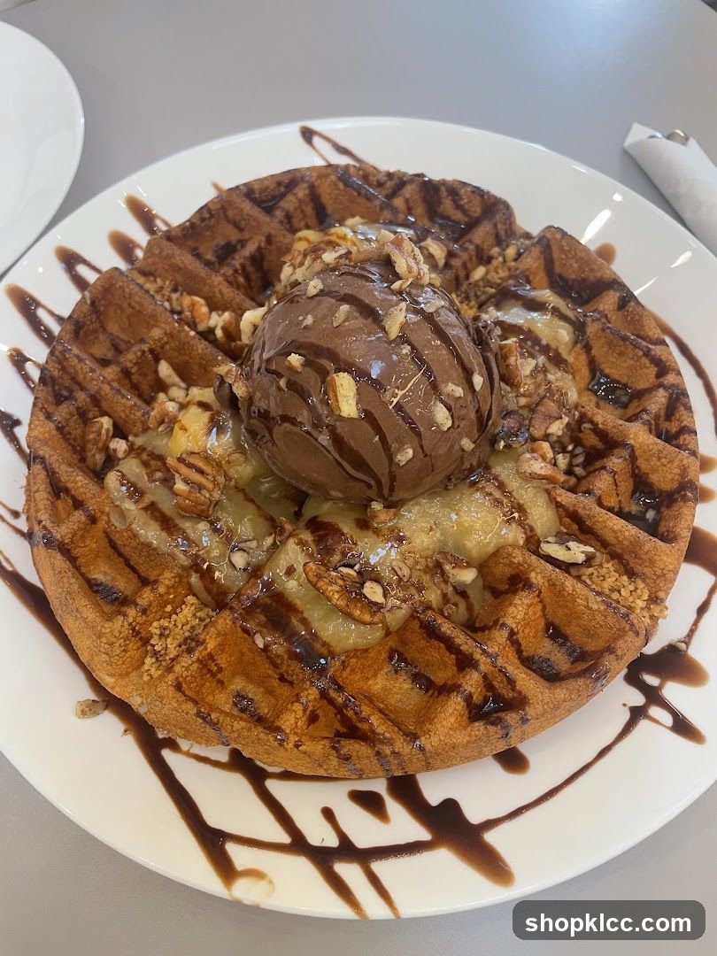 Chocolate Waffle with Ice Cream