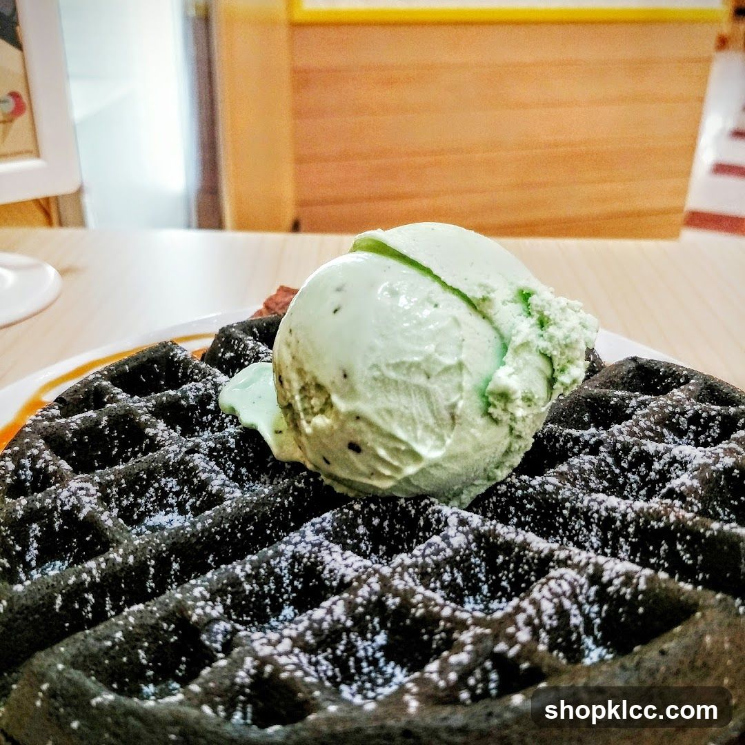 Dark Waffle with Ice Cream