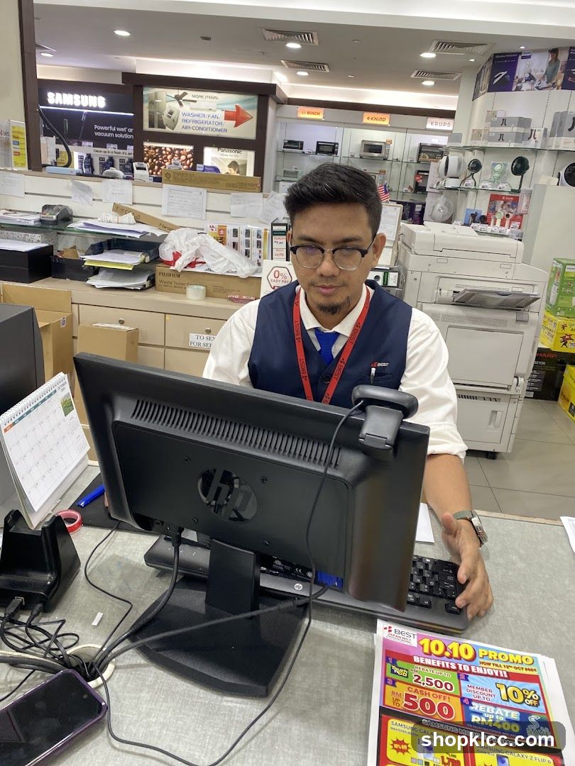 Salesperson at a counter