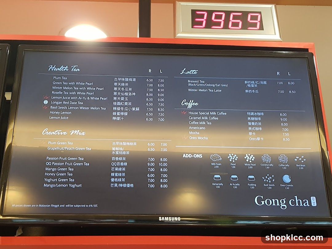 Gong Cha Menu