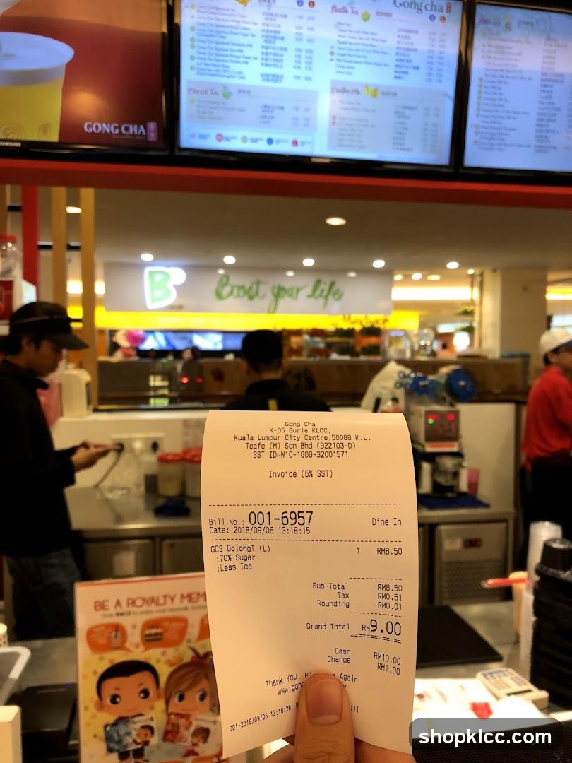 Gong Cha Receipt