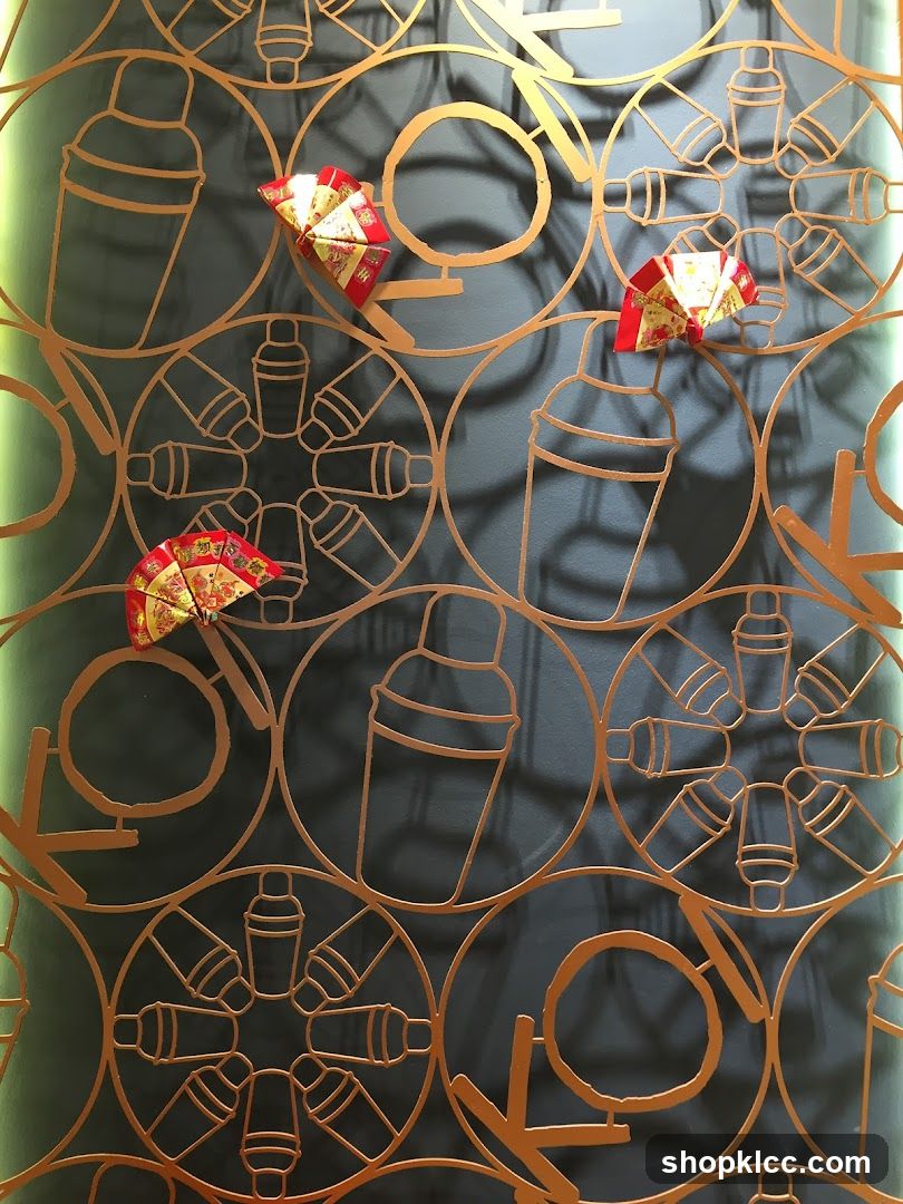 Decorative Screen with Cocktail Shakers and Umbrellas