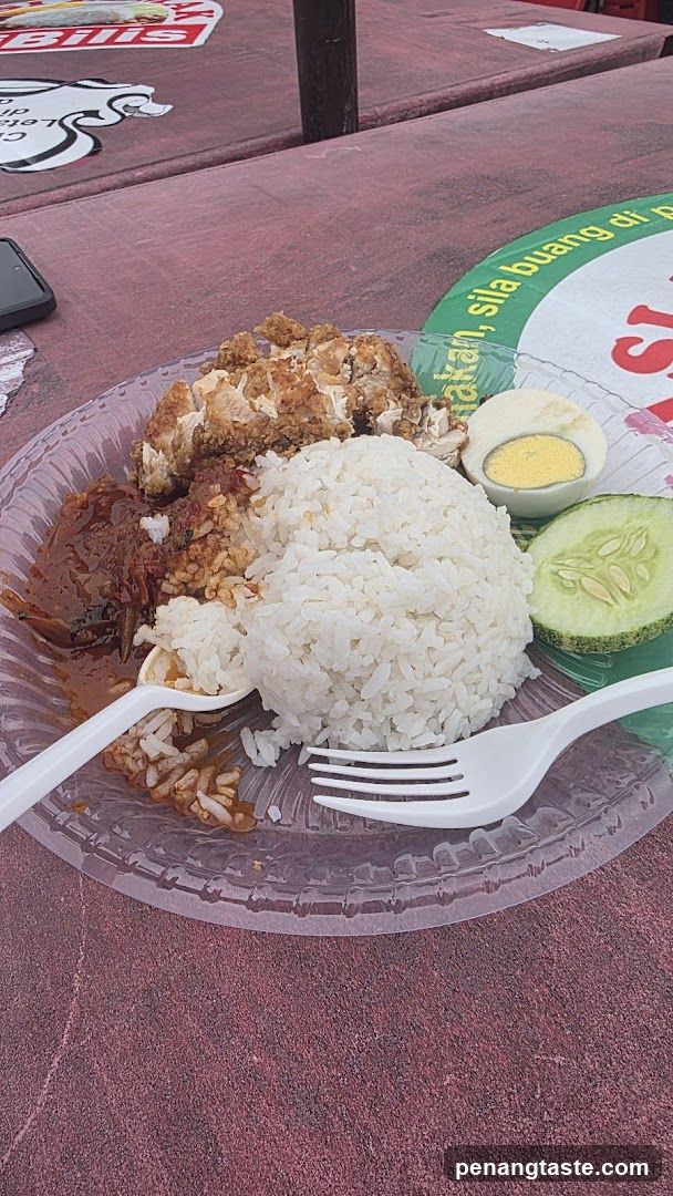 Nasi Lemak with Fried Chicken