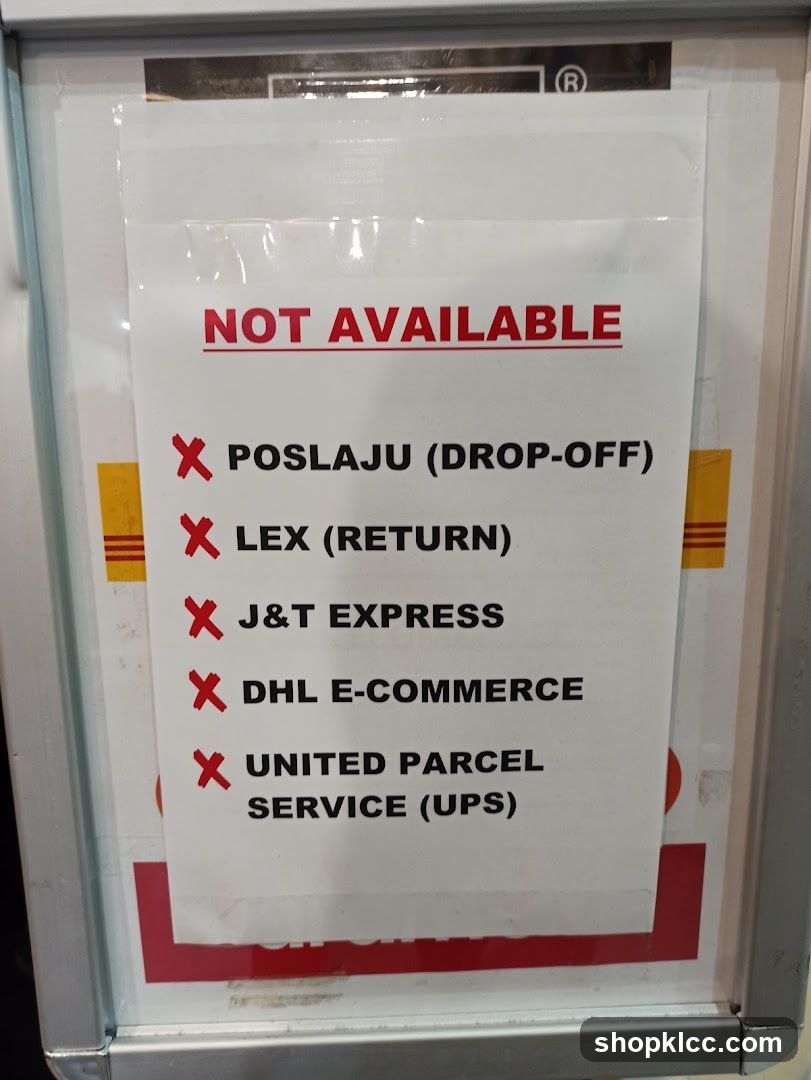 Not Available Services Sign