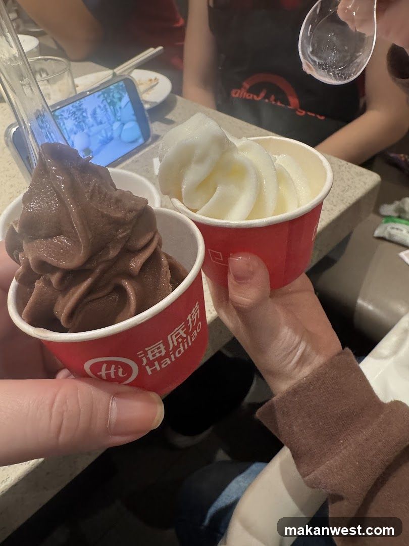 Two cups of soft serve ice cream